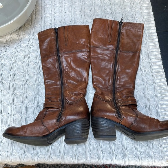 Clarks Womens leather Mascarpone Mix Tall Boots Sz 8.5 Hardware on outside ankle - Picture 2 of 12